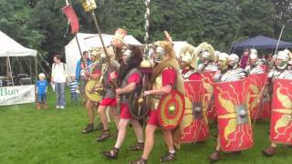 Roman Reenactment at the Amphitheatre in Caerleon Marching In [upl. by Eimmit639]