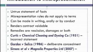 Misrepresentation Lecture 1 of 4 [upl. by Shuman]